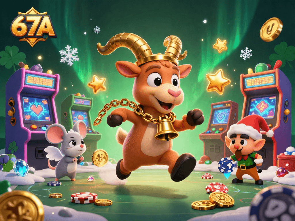 67A promove uma ilustração 3D que captura a essência do jogo, com um Krampus em cassino e gremlins em ação.