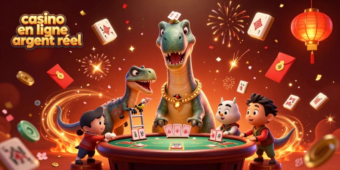 Jouez au casino en ligne argent réel avec des illustrations vibrantes et captivantes d'une scène festive.