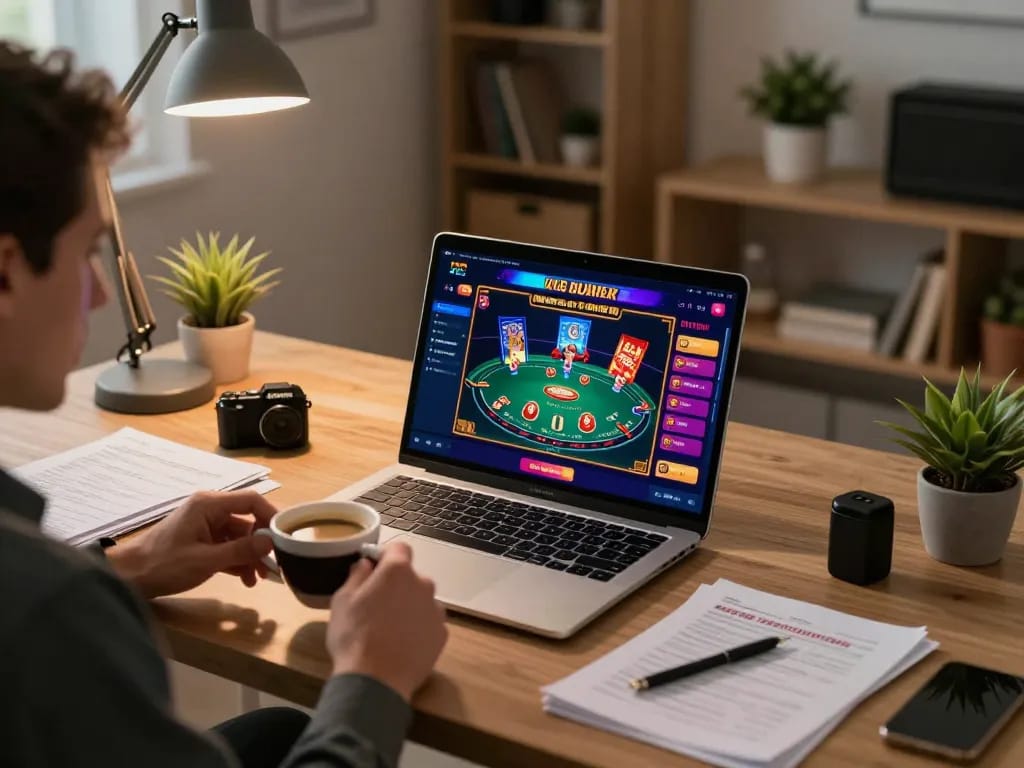 Experience strategic online gambling at cloud-africa in a modern home office setup