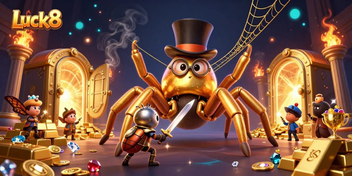 Immerse yourself in Luck8's vibrant 3D casino scene filled with treasure and adventure