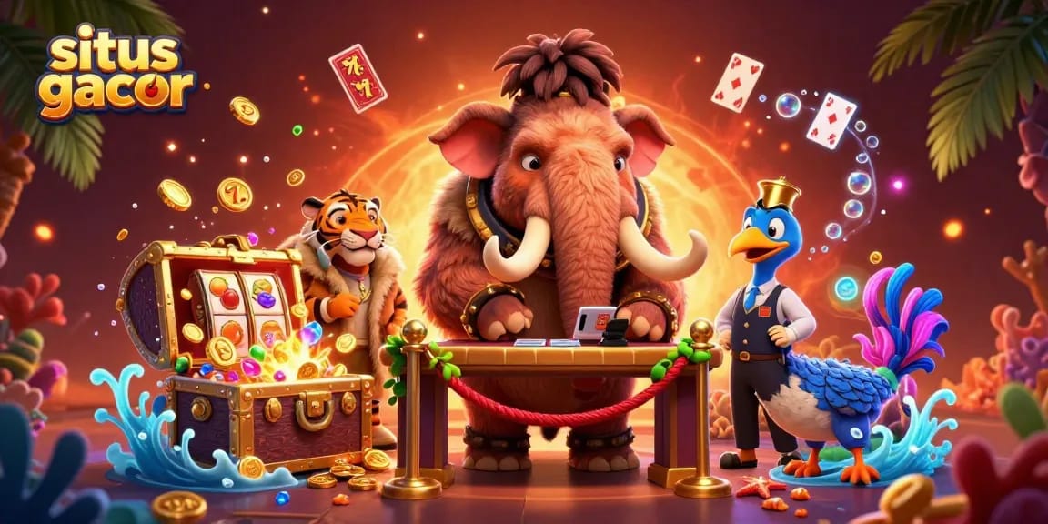 Join the winning fun at situs gacor with this vibrant casino-themed 3D illustration.