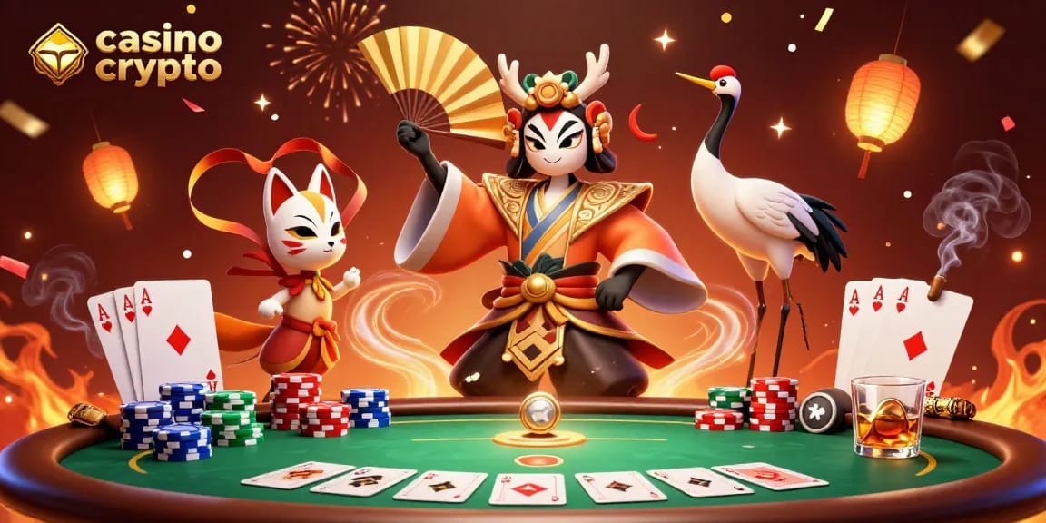 Découvrez le casino crypto avec des personnages colorés, des jetons de poker et des effets spectaculaires.