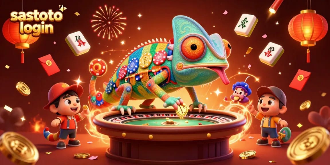 Engage in exciting gaming action with Sastoto login, highlighted by vibrant casino elements.