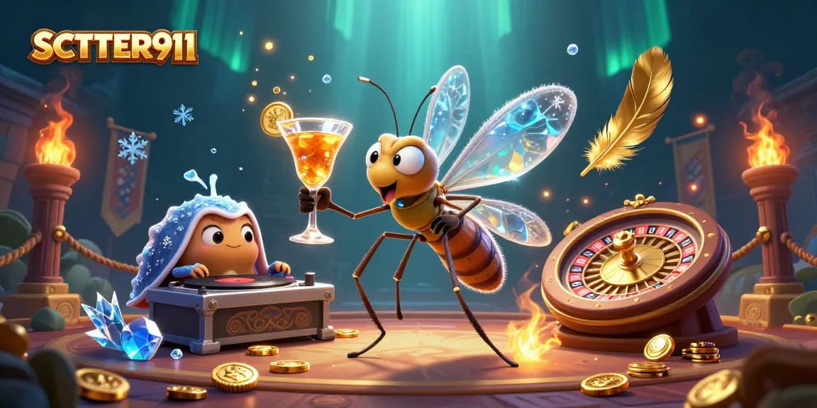 Engage in thrilling action with SCATTER911's casino-inspired illustration featuring unique characters.