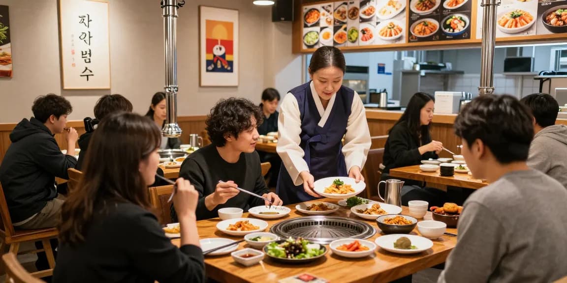 Experience authentic Korean cuisine and culture at 상봉동 한국관 with vibrant dishes and a lively atmosphere.