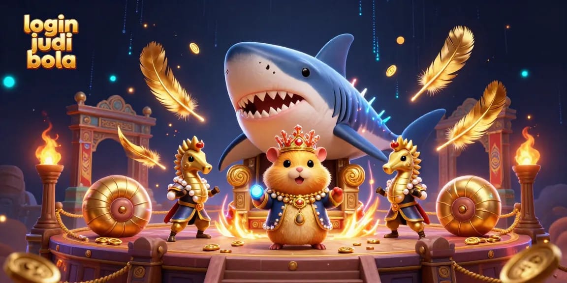 Engage in login judi bola with a fierce golden hamster king in an elaborate gambling scene.