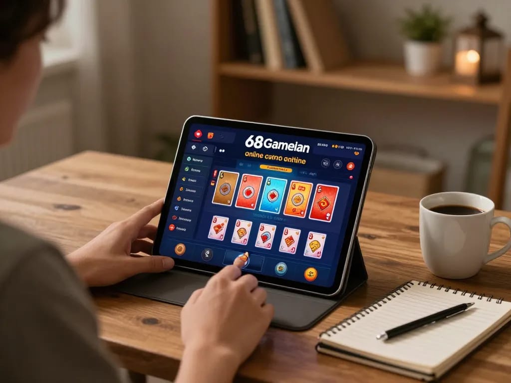 Engaging online gameplay on 68gamebaivn with strategic betting strategies in a cozy home setting.