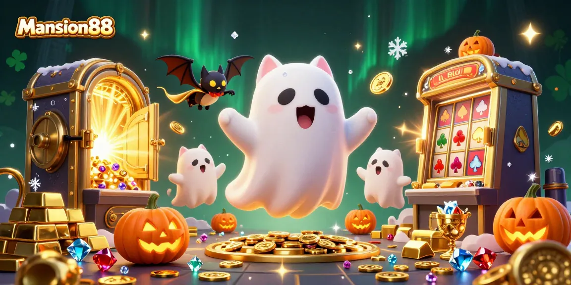 Mansion88 brings lucky wins with a ghost cat in a haunted casino, treasures, and dynamic gameplay.