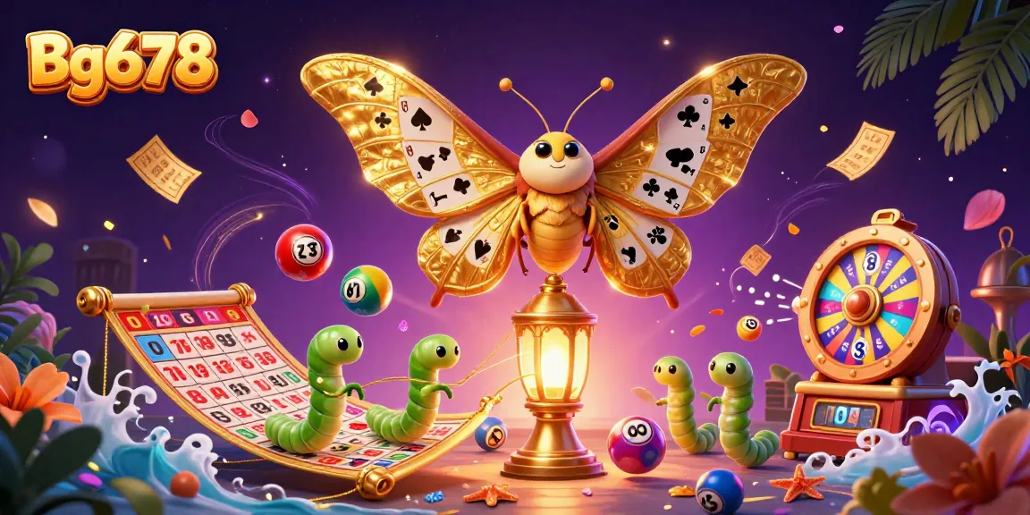 Engage with Bg678's thrilling world through vibrant casino scenes and dynamic lottery elements.