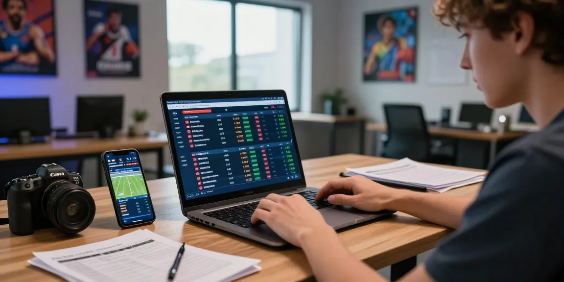 Agen Parlay Idngoal showcasing an excited player strategizing online sports betting with real-time statistics.