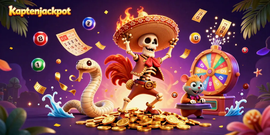 Win big with kaptenjackpot in a vibrant casino scene featuring colorful lottery elements.