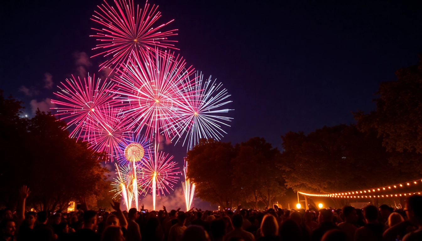 Experience the excitement of wholesale fireworks lighting up the night sky at a vibrant festival.