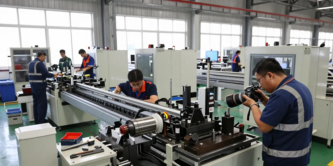 Photographe industriel capturant des processus complexes dans une usine avec des équipes en action.