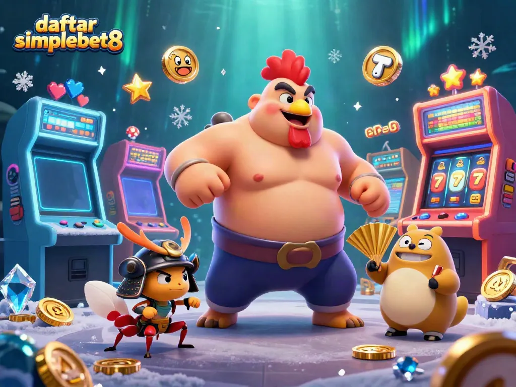 Engage with the thrilling daftar simplebet8 scene featuring vibrant game elements and a dynamic character interaction.