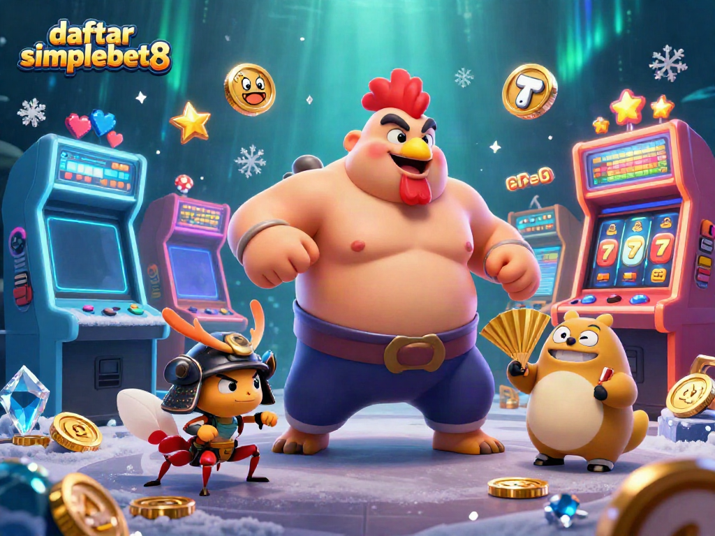 Engage with the thrilling daftar simplebet8 scene featuring vibrant game elements and a dynamic character interaction.