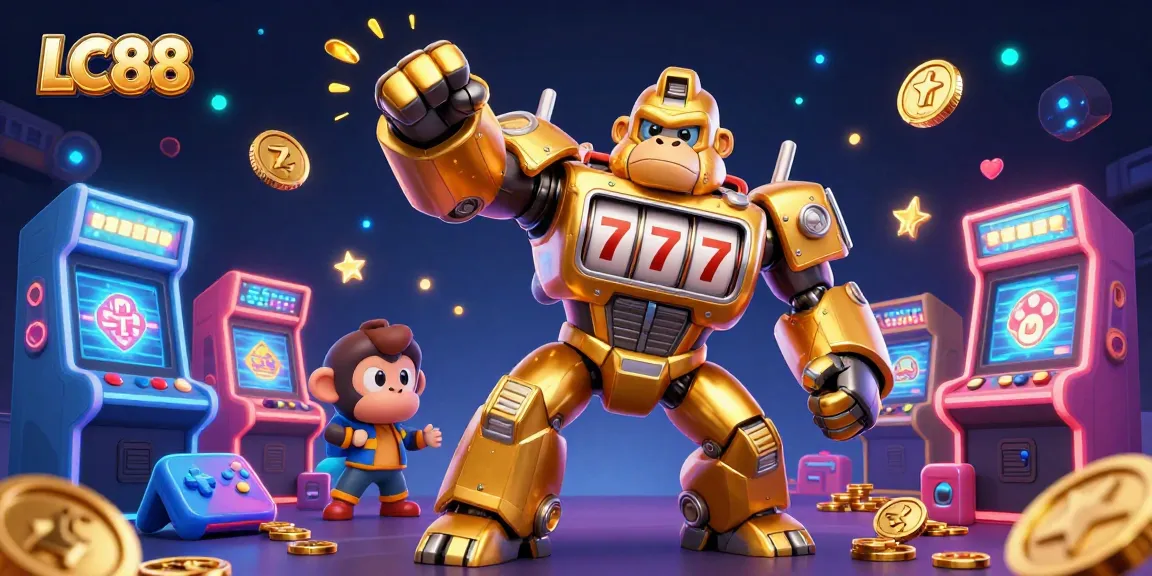 Engage in thrilling gameplay at LC88 with a vibrant 3D gaming spectacle of energized characters and casino elements.