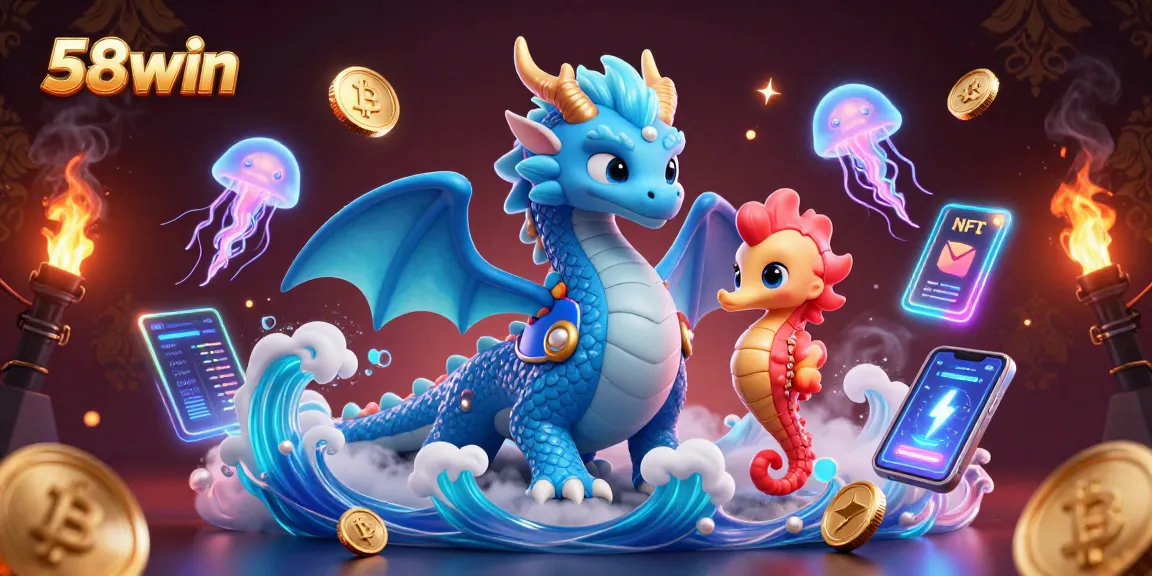Experience immersive gameplay with the vibrant 58win dragon and characters amidst casino elements.