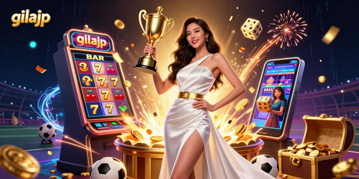 Experience thrilling victories with gilajp in this vibrant 3D casino illustration featuring exciting games and sports betting elements.