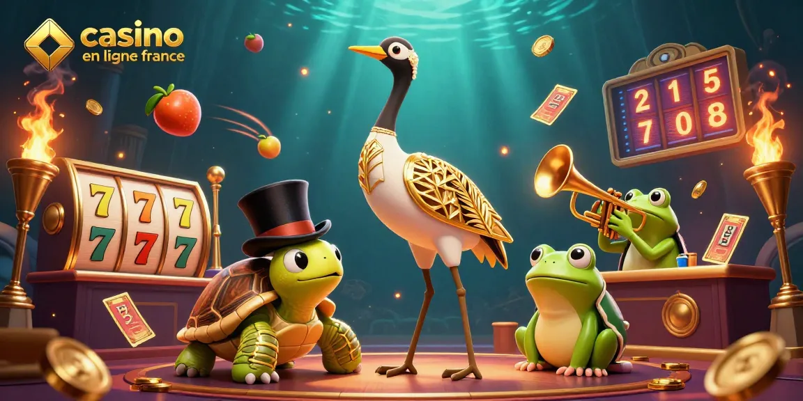 Jouez à casino en ligne france avec cette illustration colorée et dynamique de jeux et personnages amusants.