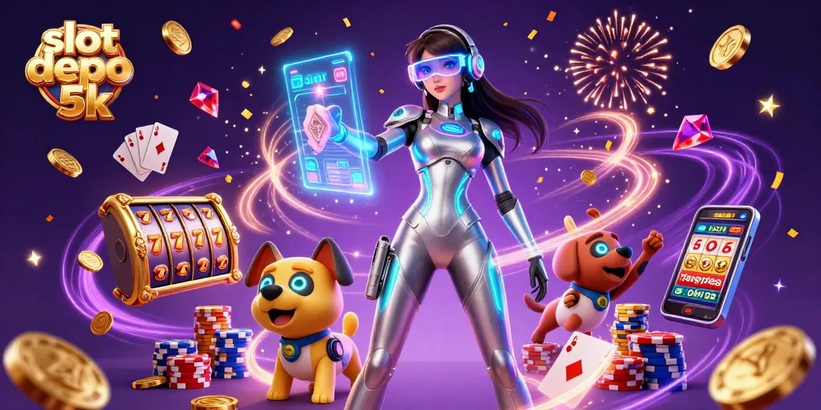 Experience excitement with slot depo 5k in this vibrant casino-themed 3D illustration.
