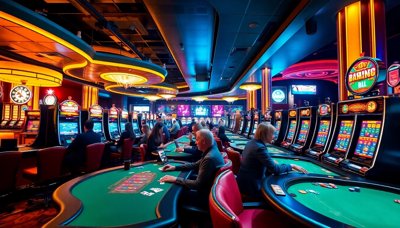 Engaging players in a vibrant Non gamstop Casino Uk, showcasing excitement and luxury in gaming.