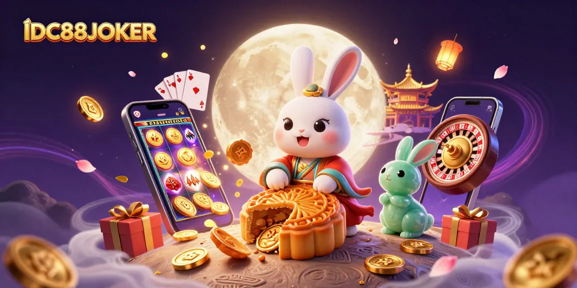 Experience the thrill of gaming with IDC88JOKER's exciting 3D carnival, showcasing poker chips and colorful slot games!