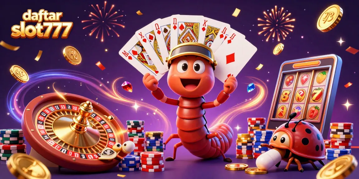Engage in thrilling gameplay with daftar slot777, showcasing stacked chips and dynamic casino elements.