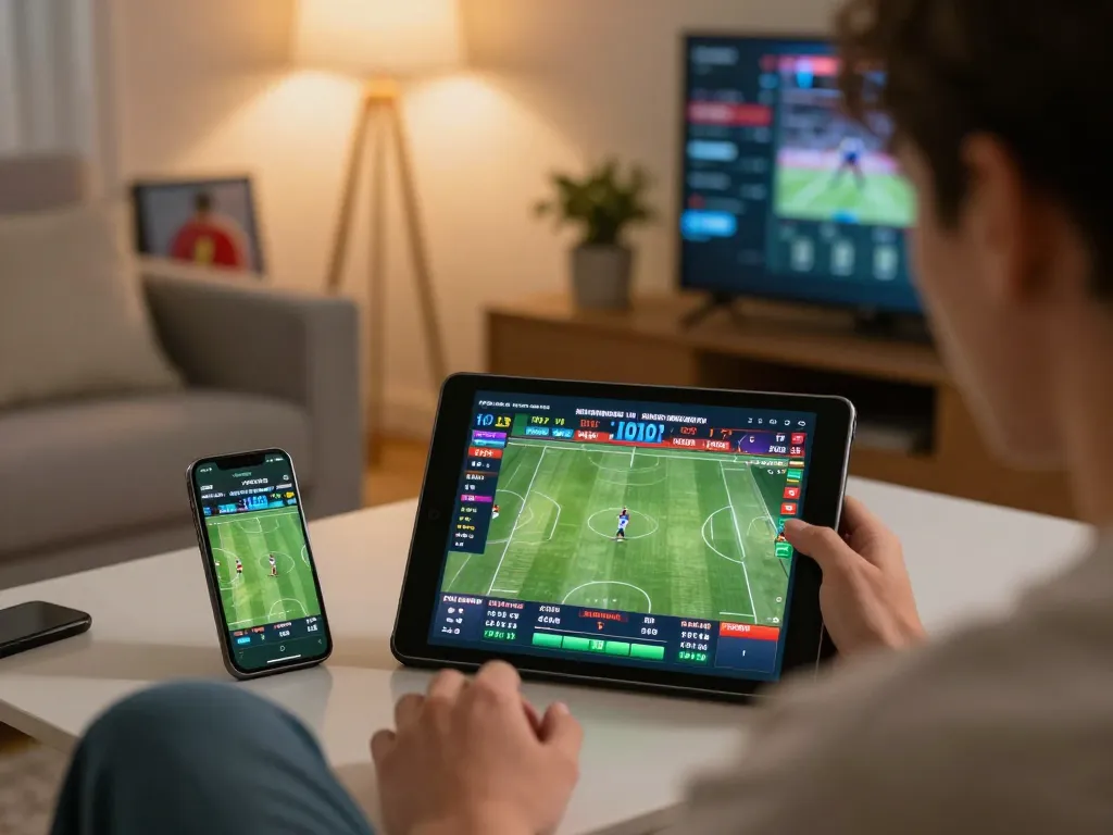Engaged user enjoying an online betting experience on 88clbgo, with live game updates on tablet.