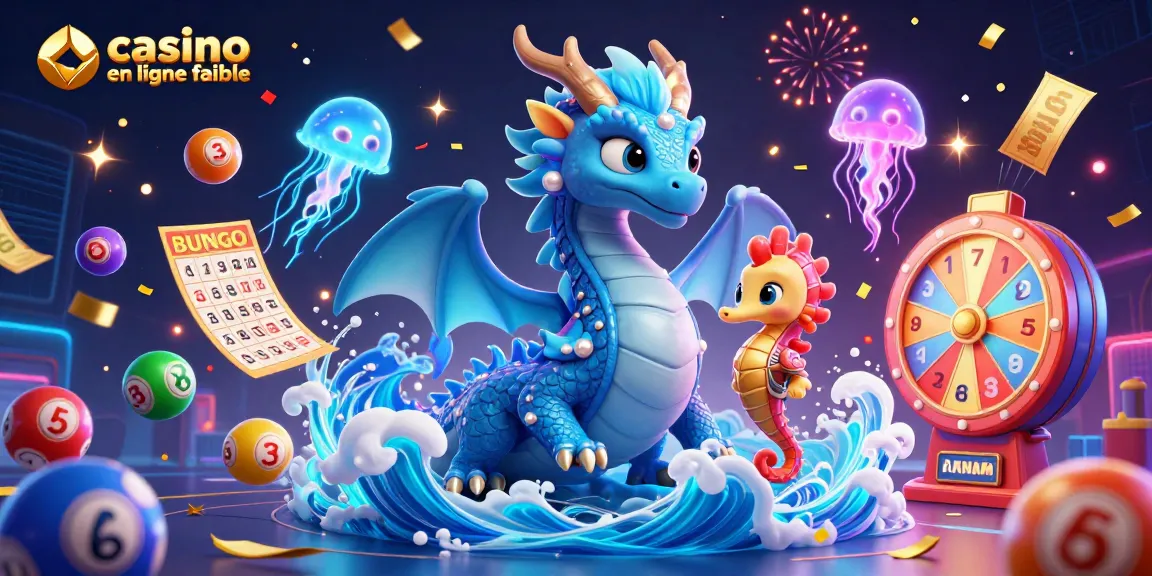 Scène engageante mettant en valeur un casino en ligne fiable avec un dragon et un chevalier entourés d'éléments de loterie vibrants.