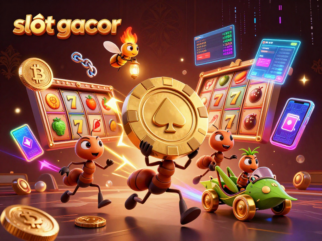 Enhance your game with slot gacor as a team of ants executes a vibrant heist amidst dazzling casino elements.