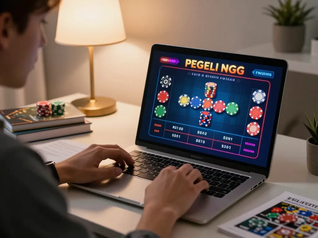 Experience casino go8 online gaming with a focused individual playing roulette on a laptop.