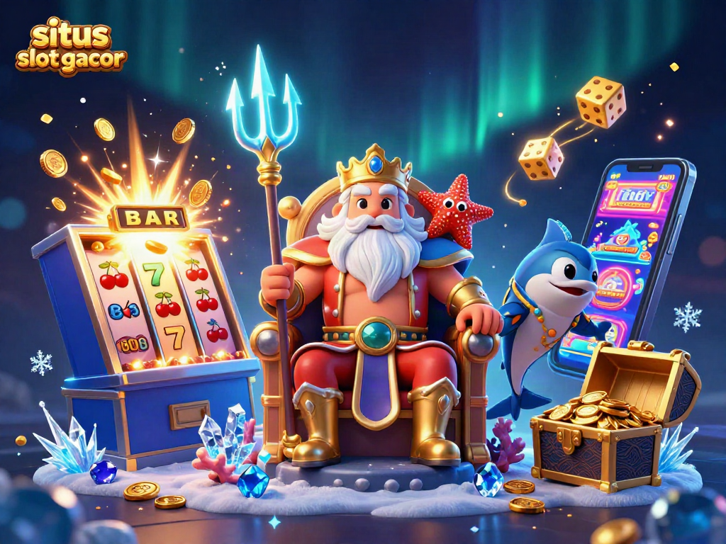 Experience situs slot gacor with a vibrant 3D illustration of Neptune and jackpot excitement!