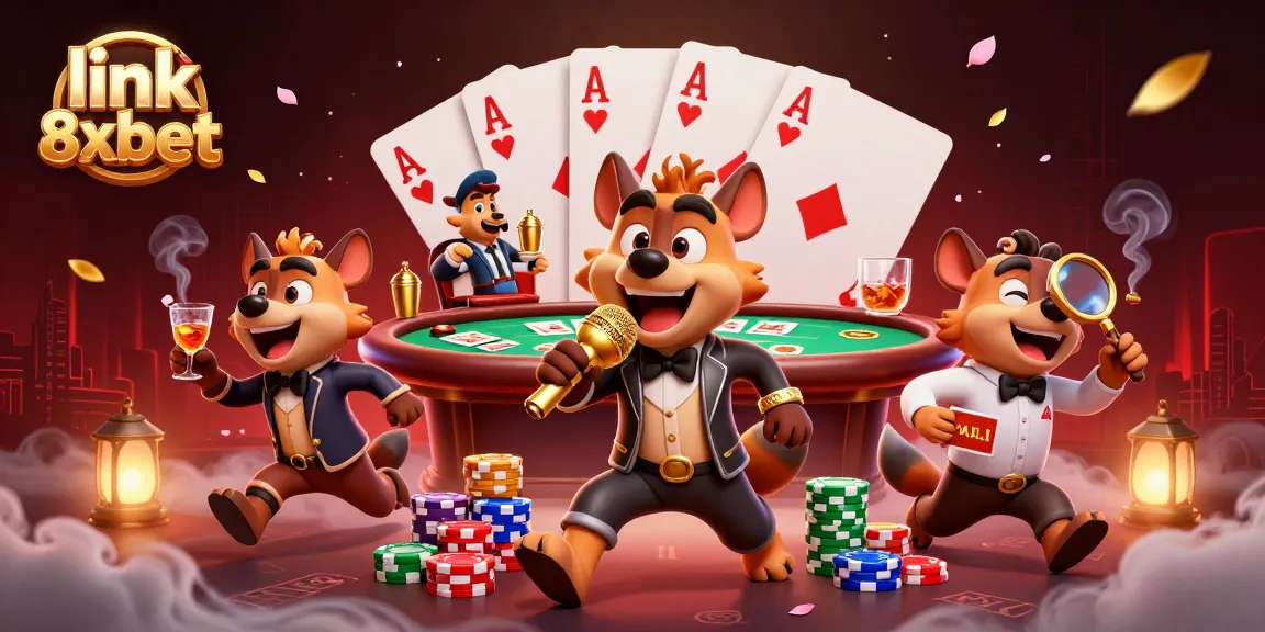 Immerse yourself in link 8xbet as hyenas entertain with laughter, drinks, and casino action.