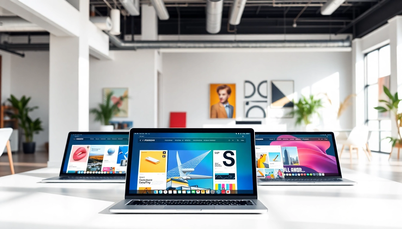 Showcasing https://bestdesignersintheworld.com/ with diverse designer portfolios in a modern office environment.