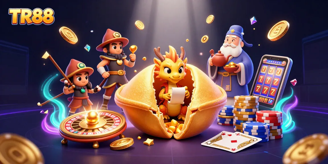 Experience exciting slots and jackpots at TR88 with a vibrant 3D casino illustration.