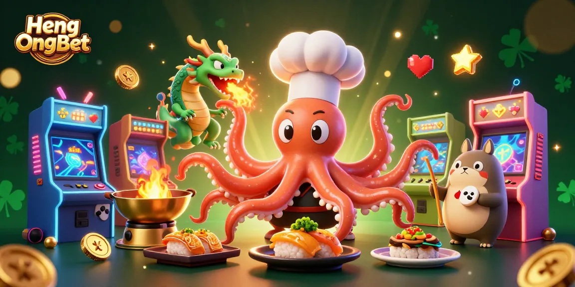 Engage in exciting gaming with Heng Ong Bet in this colorful casino-themed scene featuring vibrant characters.