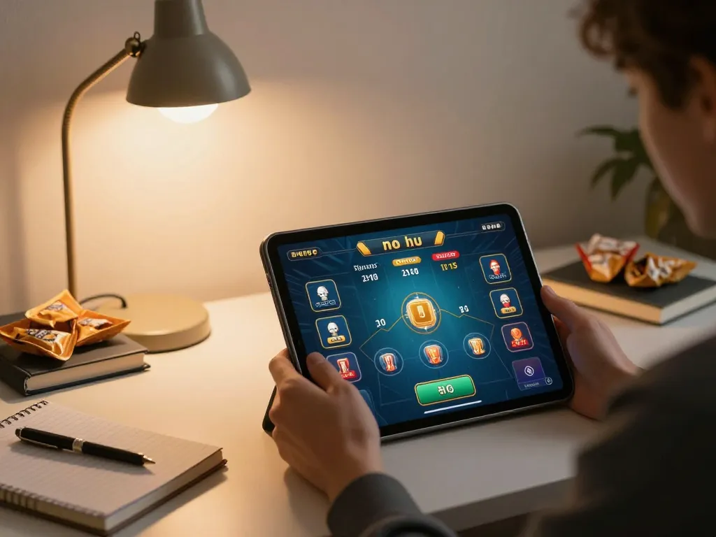 No hu game strategy displayed on tablet, showcasing engaging online gambling experience.