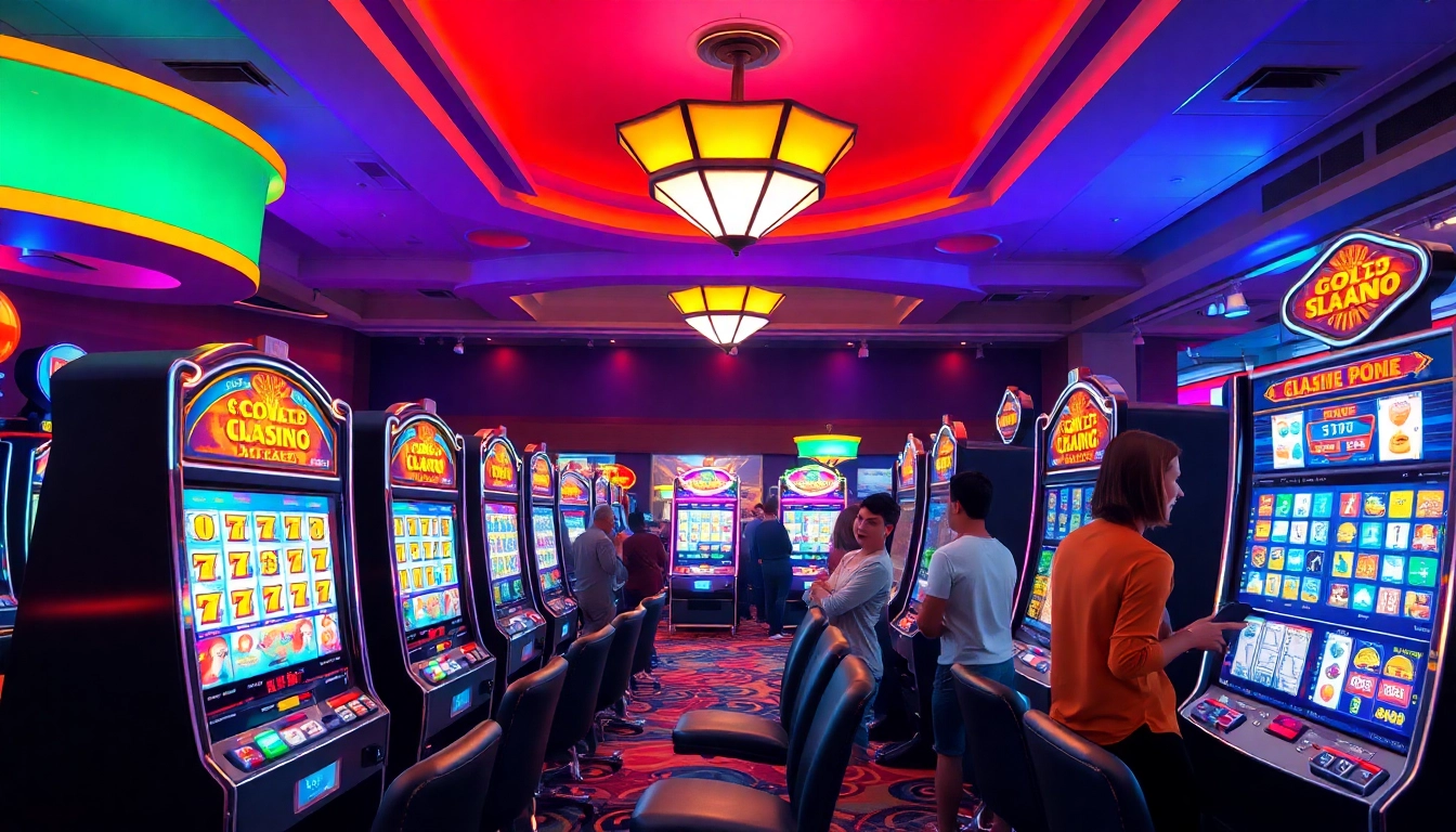 Experience the thrill of Online slots UK with vibrant casino machines and enthusiastic players.