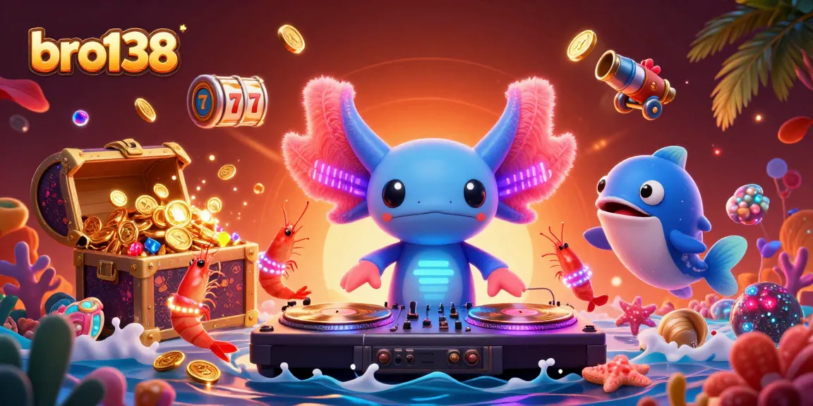 Engage with bro138's thrilling slot games in this vibrant underwater casino scene.