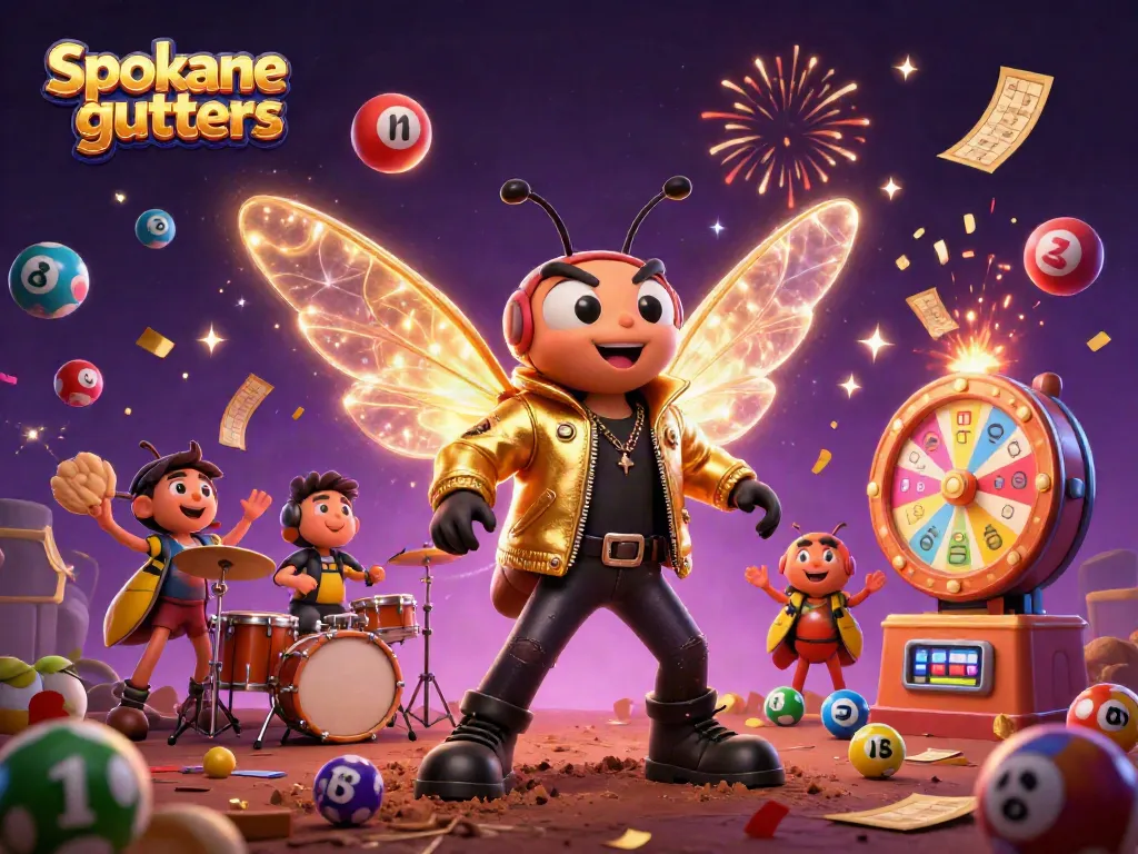 Experience Spokane gutters with a rock star cicada amidst a vibrant gambling extravaganza.