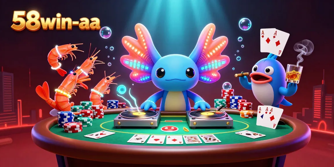 Engage in gaming excitement at 58win-aa with vibrant underwater casino scene featuring poker elements.