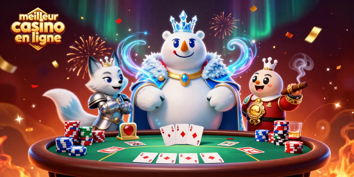 Découvrez le meilleur casino en ligne avec une scène dynamique de poker et des personnages enchantés.