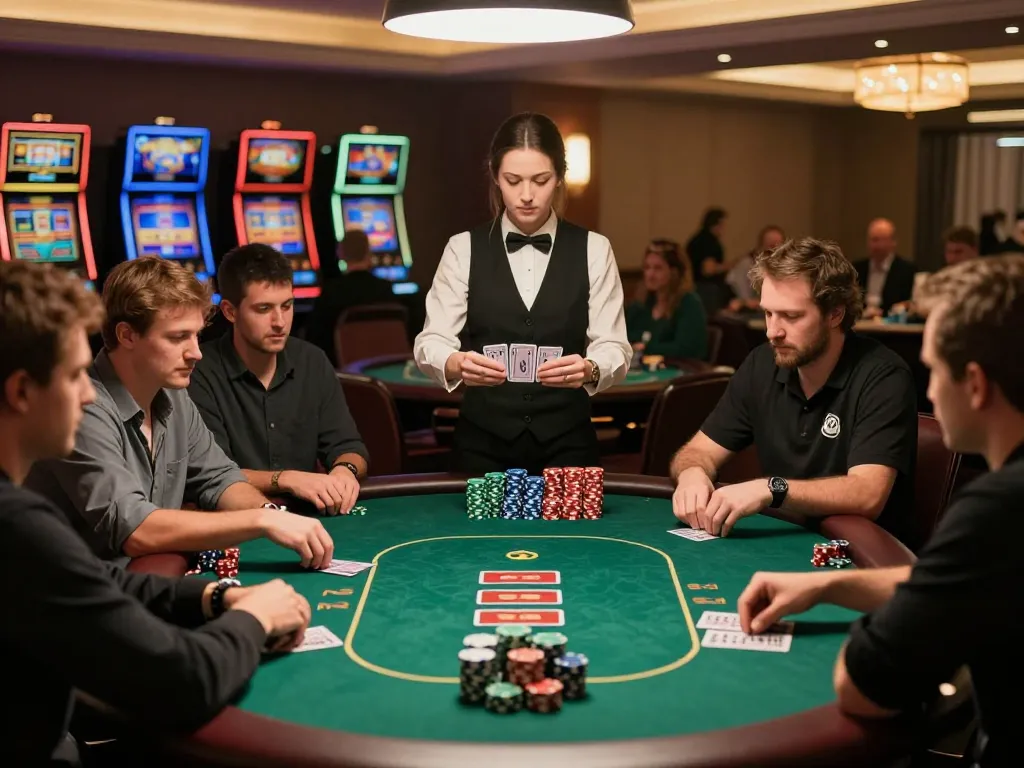 Players engaged in a riveting game of poker at Onbet, showcasing strategic gameplay and competitive ambiance.