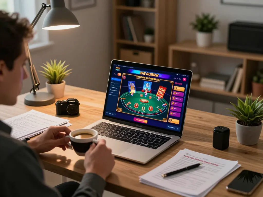 Experience strategic online gambling at cloud-africa in a modern home office setup