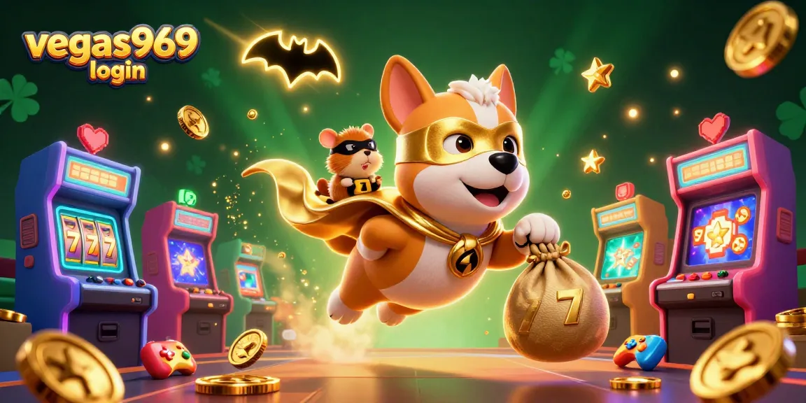 Play vegas969 login and join the fun with superhero characters in a vibrant casino scene.