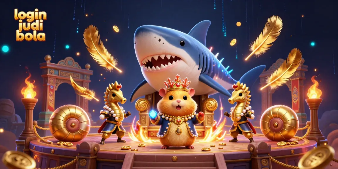 Engage in login judi bola with a fierce golden hamster king in an elaborate gambling scene.