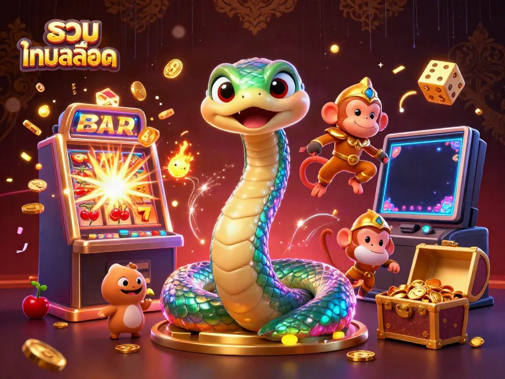Spin slot machines with dazzling rewards while exploring รวมเกมสล็อต in this vibrant casino scene.