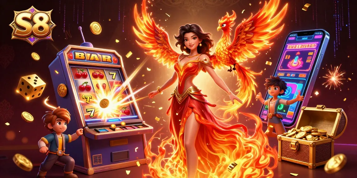 S8 unlocks thrilling winnings with an Asian woman amid casino rewards and games.
