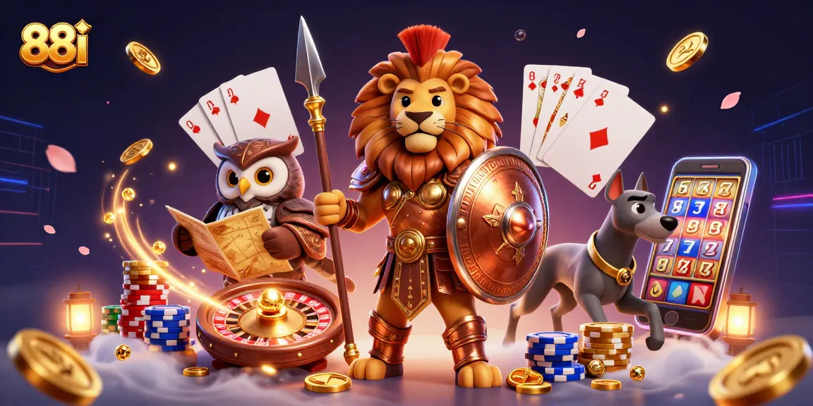 Experience thrilling rewards with 88i, featuring a dynamic casino scene of fortune and strategy.