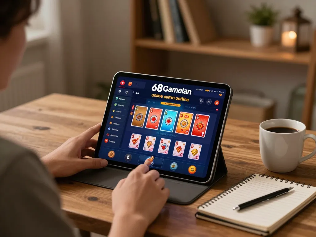 Engaging online gameplay on 68gamebaivn with strategic betting strategies in a cozy home setting.